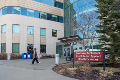 Entrance to IAHS with the building sign.