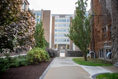 Walkway through the Edwards arch to the CNH stairs.