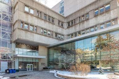 Angled view of the front entrance of HSC.