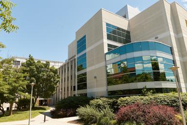 Angled view of the side entrance of ABB.