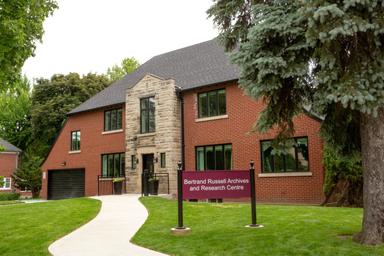 Angled view of the centre with the building sign.